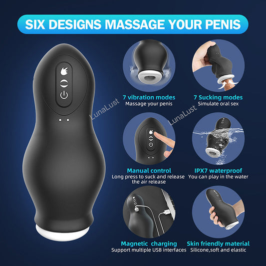 Male Masturbator, Glans Massager – 7 Vibration & 7 Suction Modes