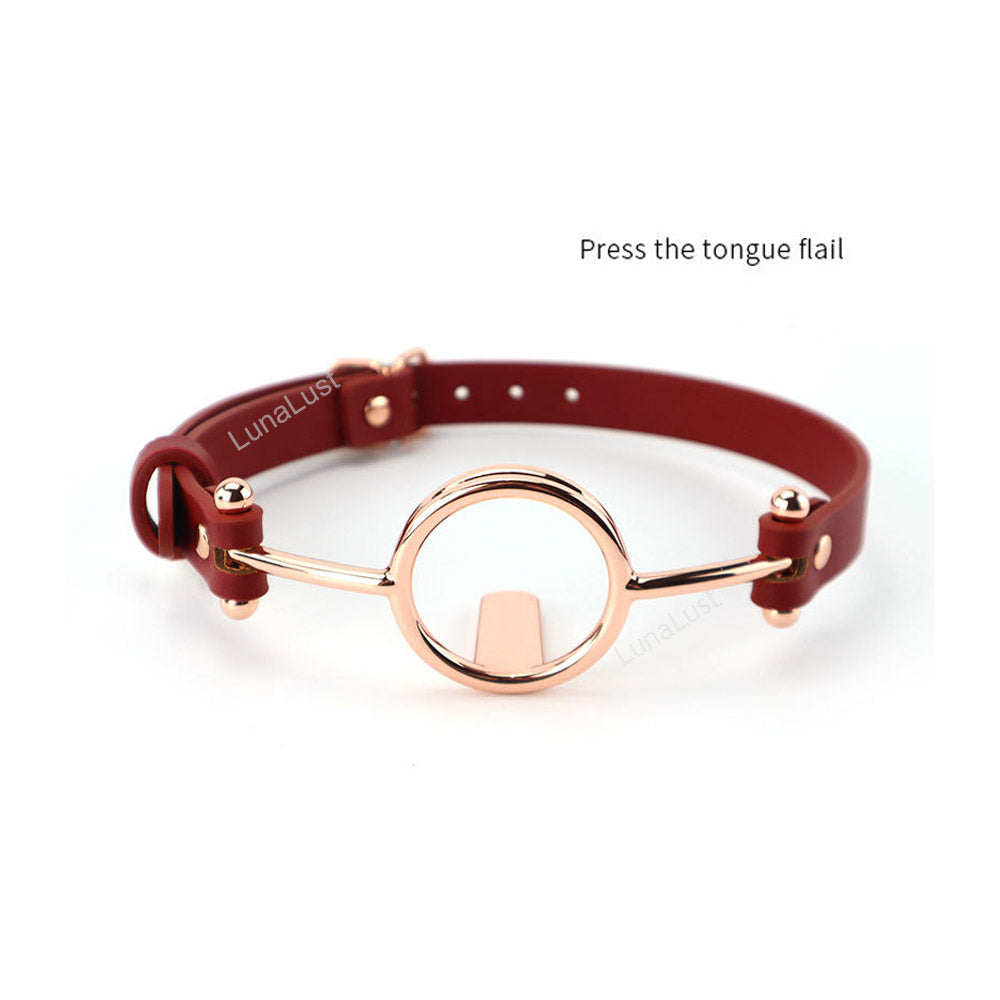 O-Ring Open Mouth Gag – PU Leather, Tongue Flail