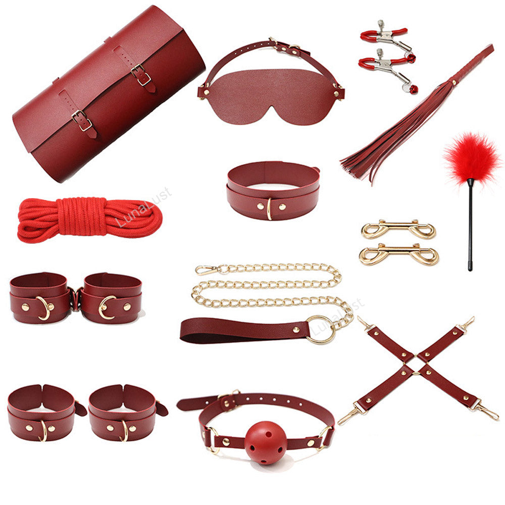 Piece PU Leather BDSM Bondage Set with Storage Bag