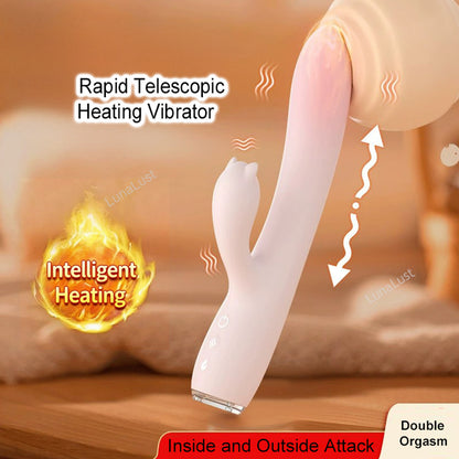 Dual Rabbit Vibrator with Heating & Thrusting