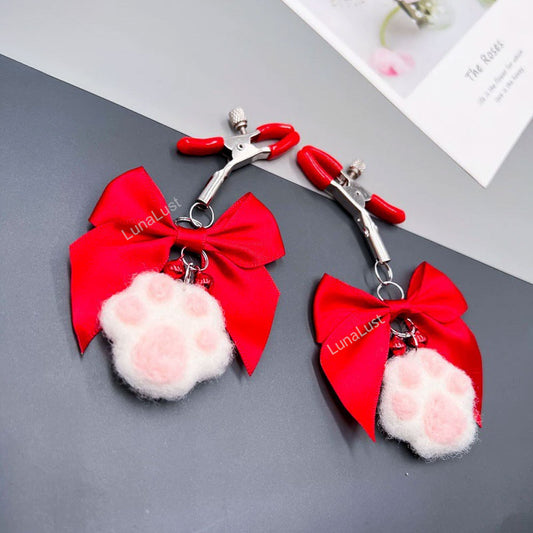 Cat Paw Bow Nipple Clamps