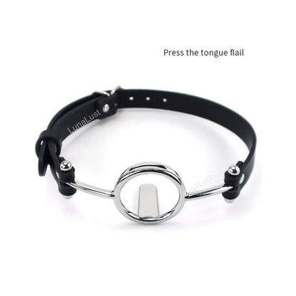 O-Ring Open Mouth Gag – PU Leather, Tongue Flail
