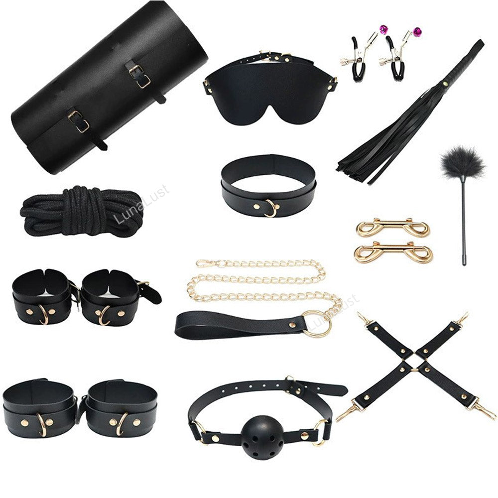 Piece PU Leather BDSM Bondage Set with Storage Bag