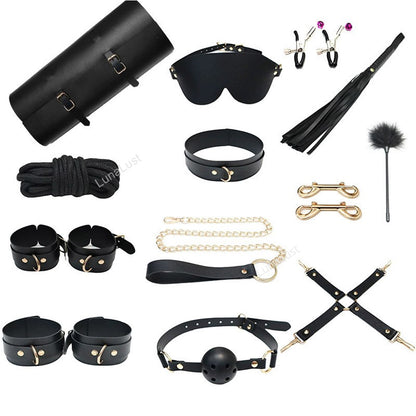 Piece PU Leather BDSM Bondage Set with Storage Bag