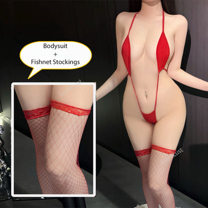 Sexy Adjustable Tie Erotic Bodysuit Bikini