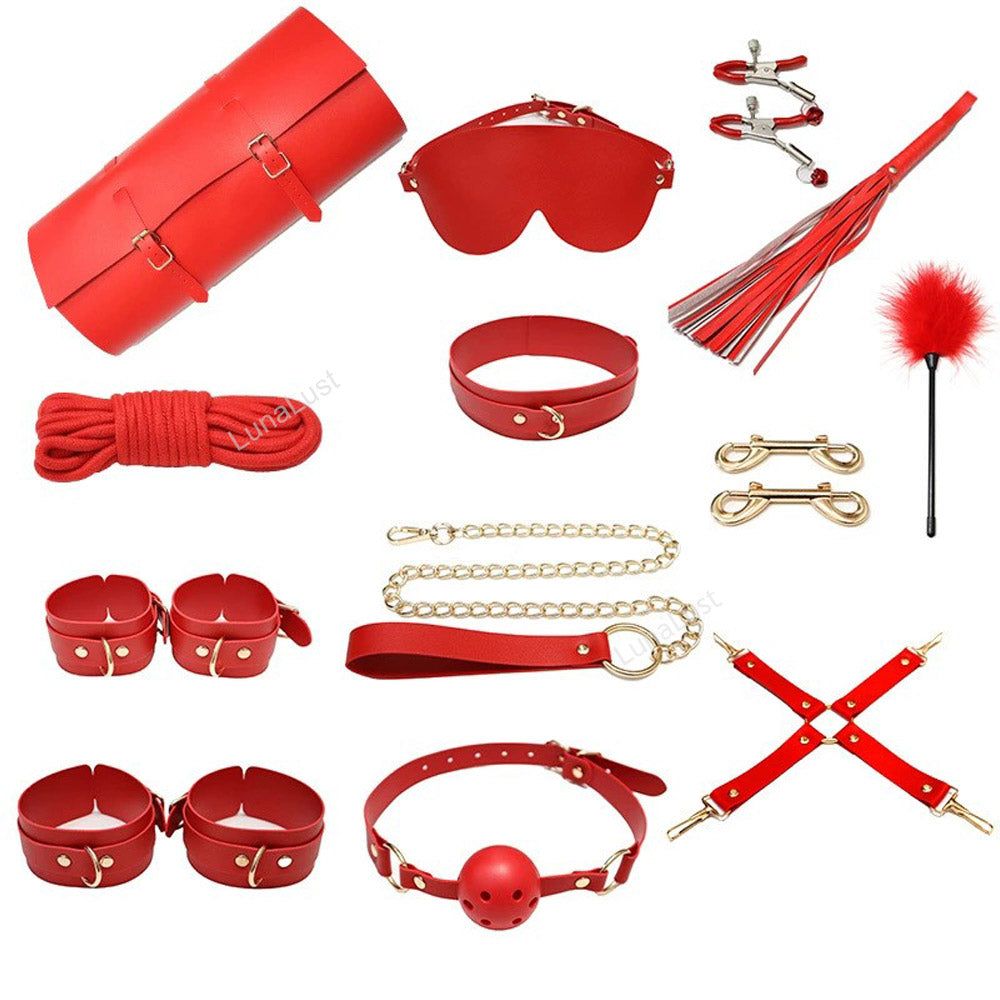 Piece PU Leather BDSM Bondage Set with Storage Bag