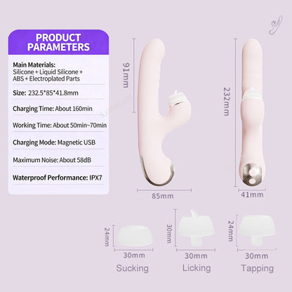5-in-1 Thrusting Vibrator – G-Spot Vibe with Sucking, Licking & Tapping