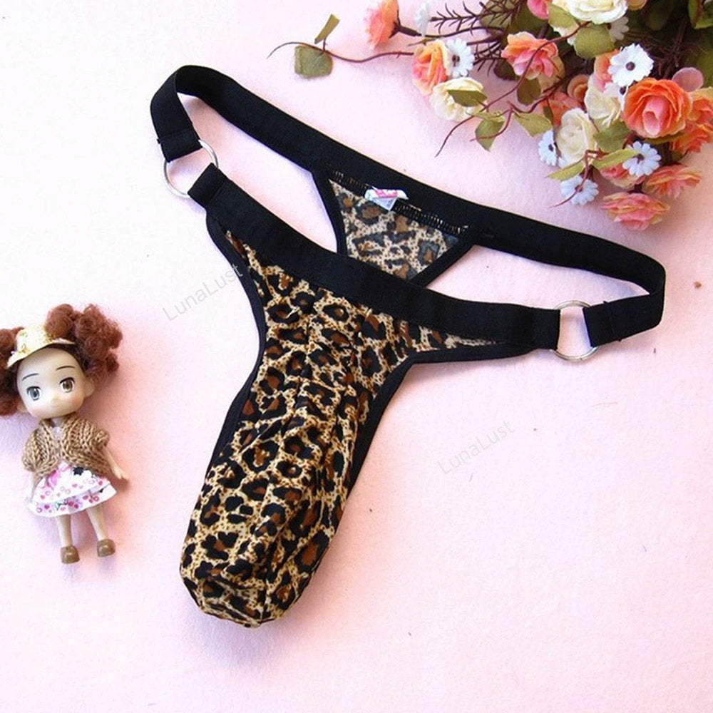 Men's Leopard Print Elephant Trunk Thong