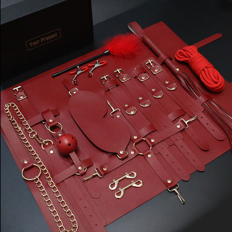 Piece PU Leather BDSM Bondage Set with Storage Bag