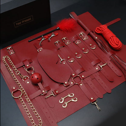 Piece PU Leather BDSM Bondage Set with Storage Bag