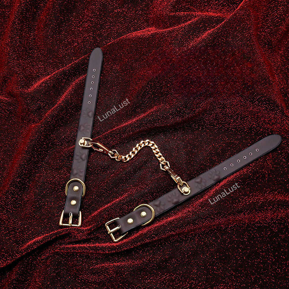 Temperature sensitive cat paw print BDSM handcuffs.