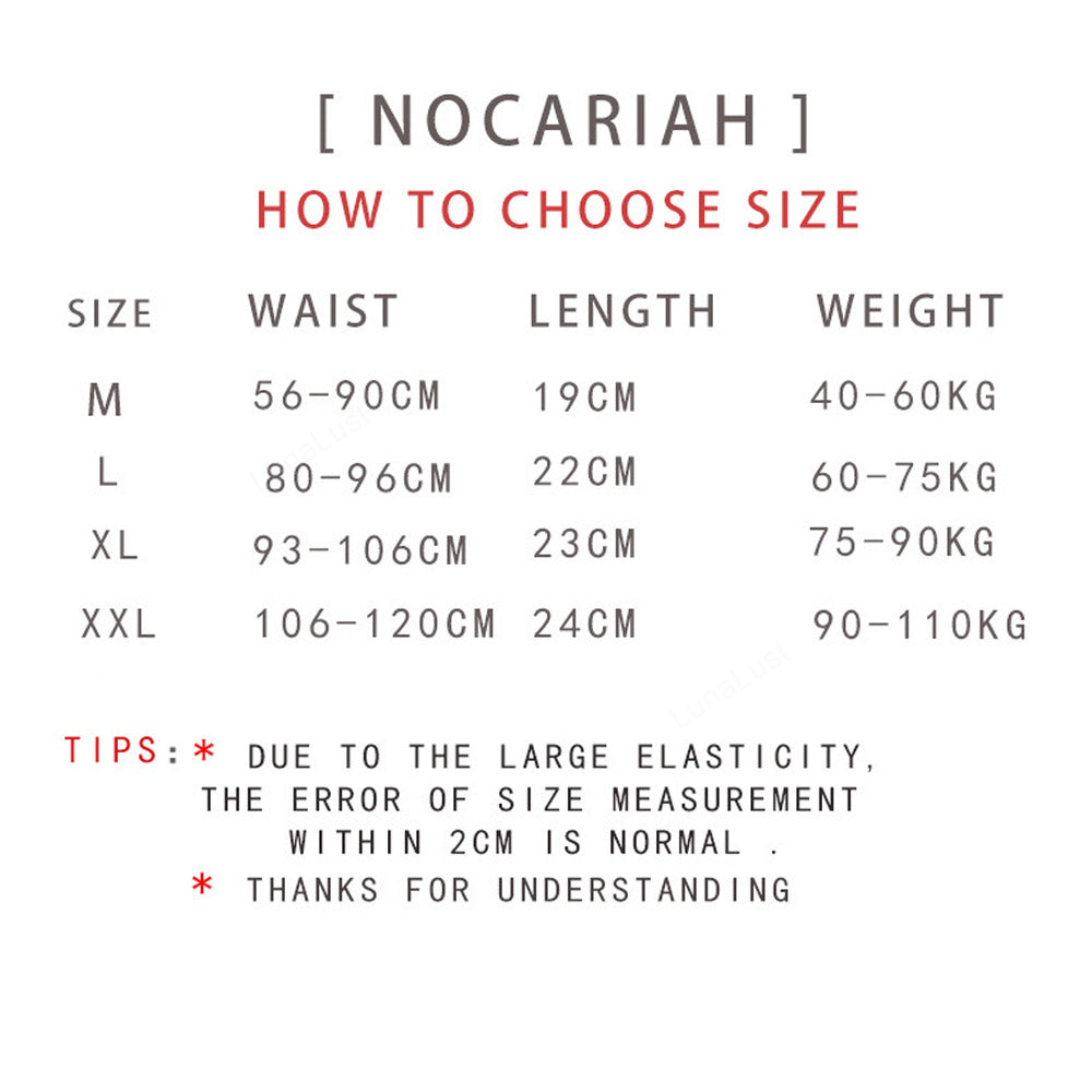 Glow-in-the-Dark Pearl Panties Size Chart