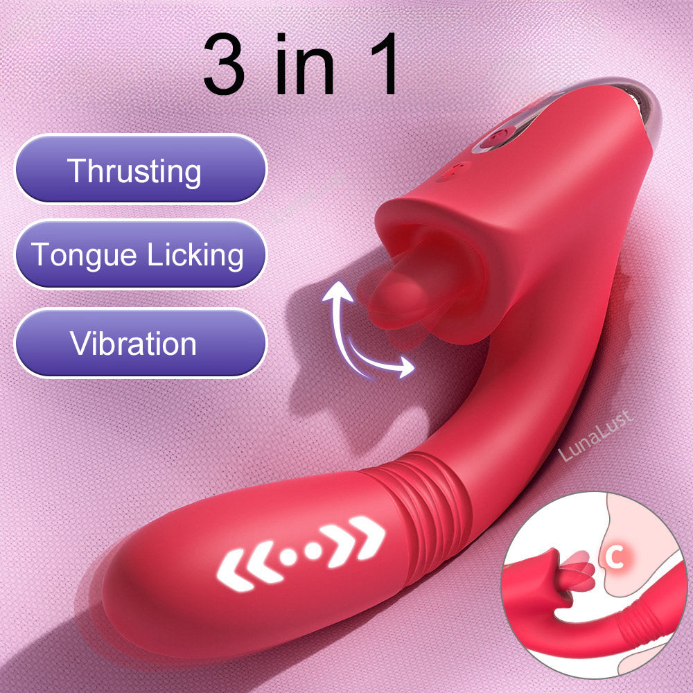 Thrusting Tongue Licking G-Spot Vibrator