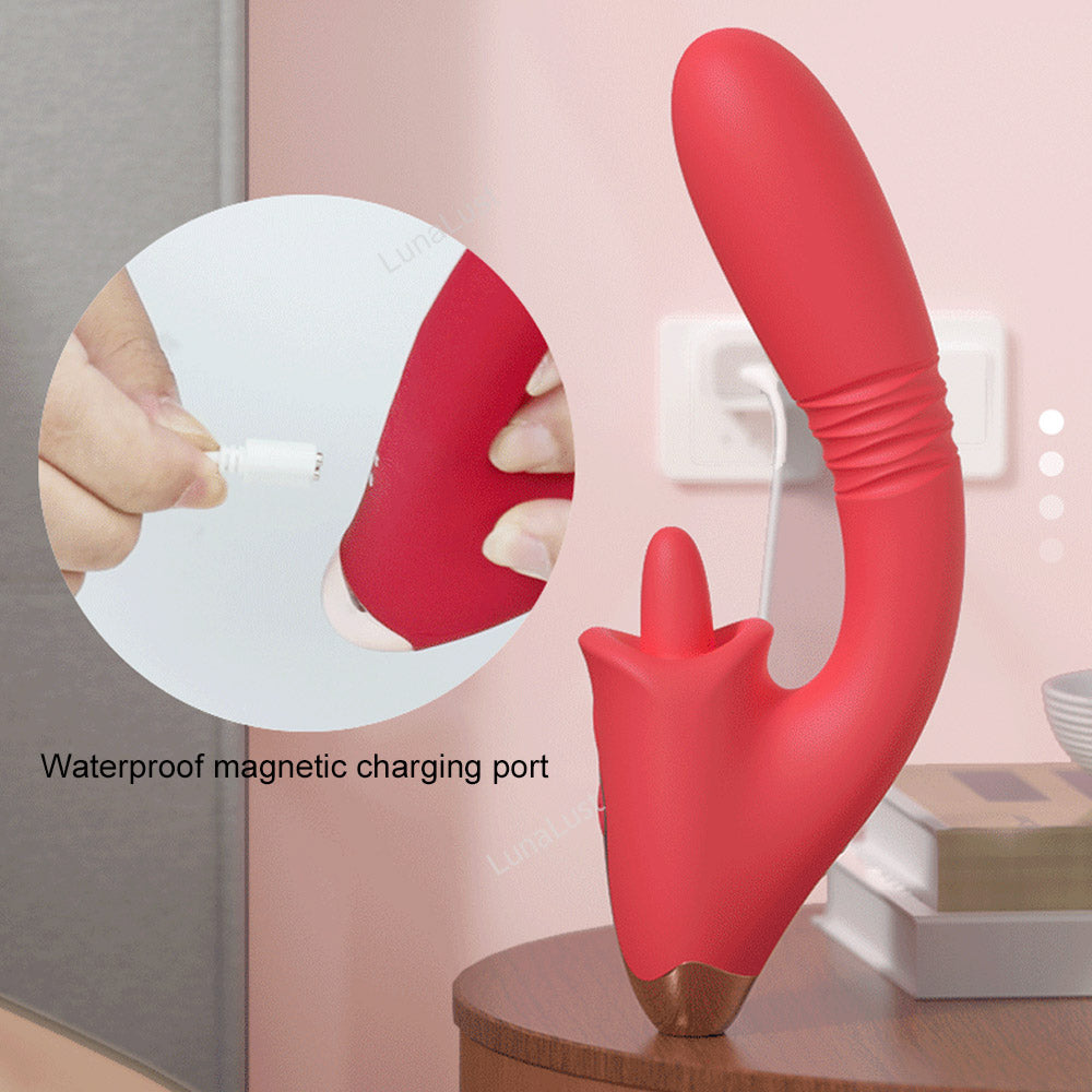 Thrusting Tongue Licking G-Spot Vibrator