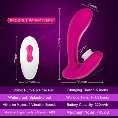 Women's Wearable Remote Control Suction & Vibrator