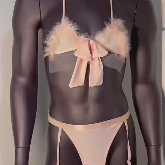 Men's Pink Cat Lingerie Set