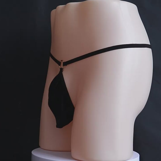 Men's Minimalist Leaf Pouch G-String Thong with O-Ring