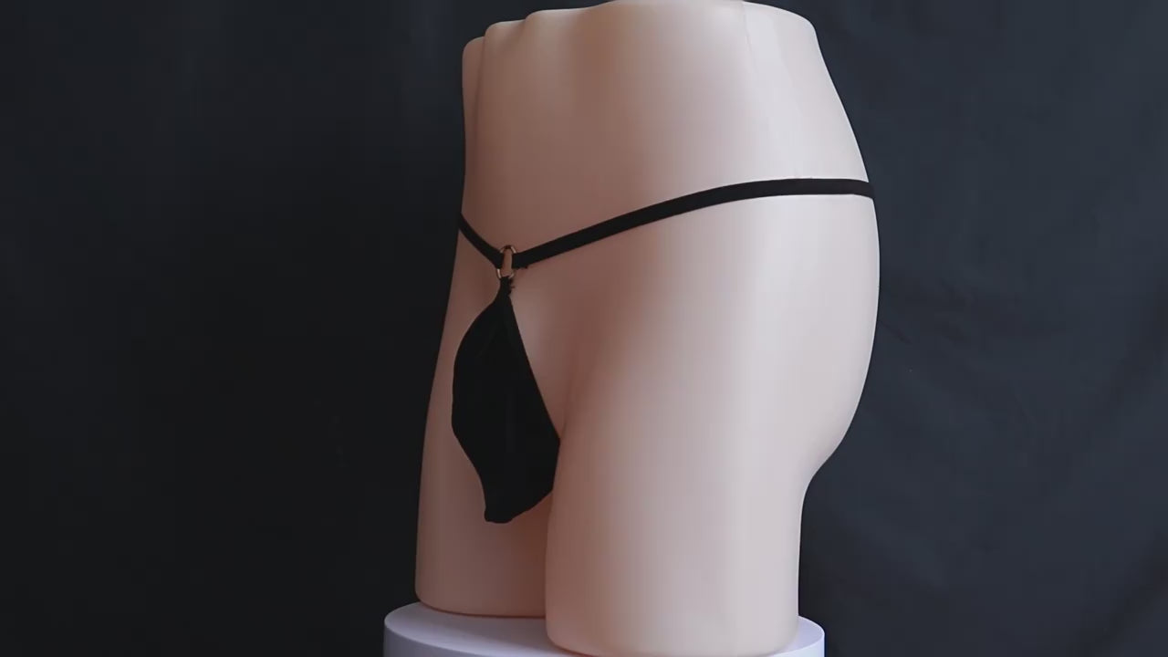 Men's Minimalist Leaf Pouch G-String Thong with O-Ring