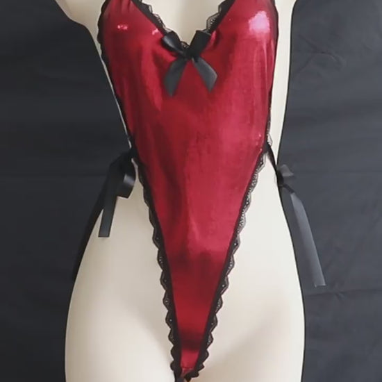 Sexy Gold Foil Adjustable Tie Bodysuit Lingerie